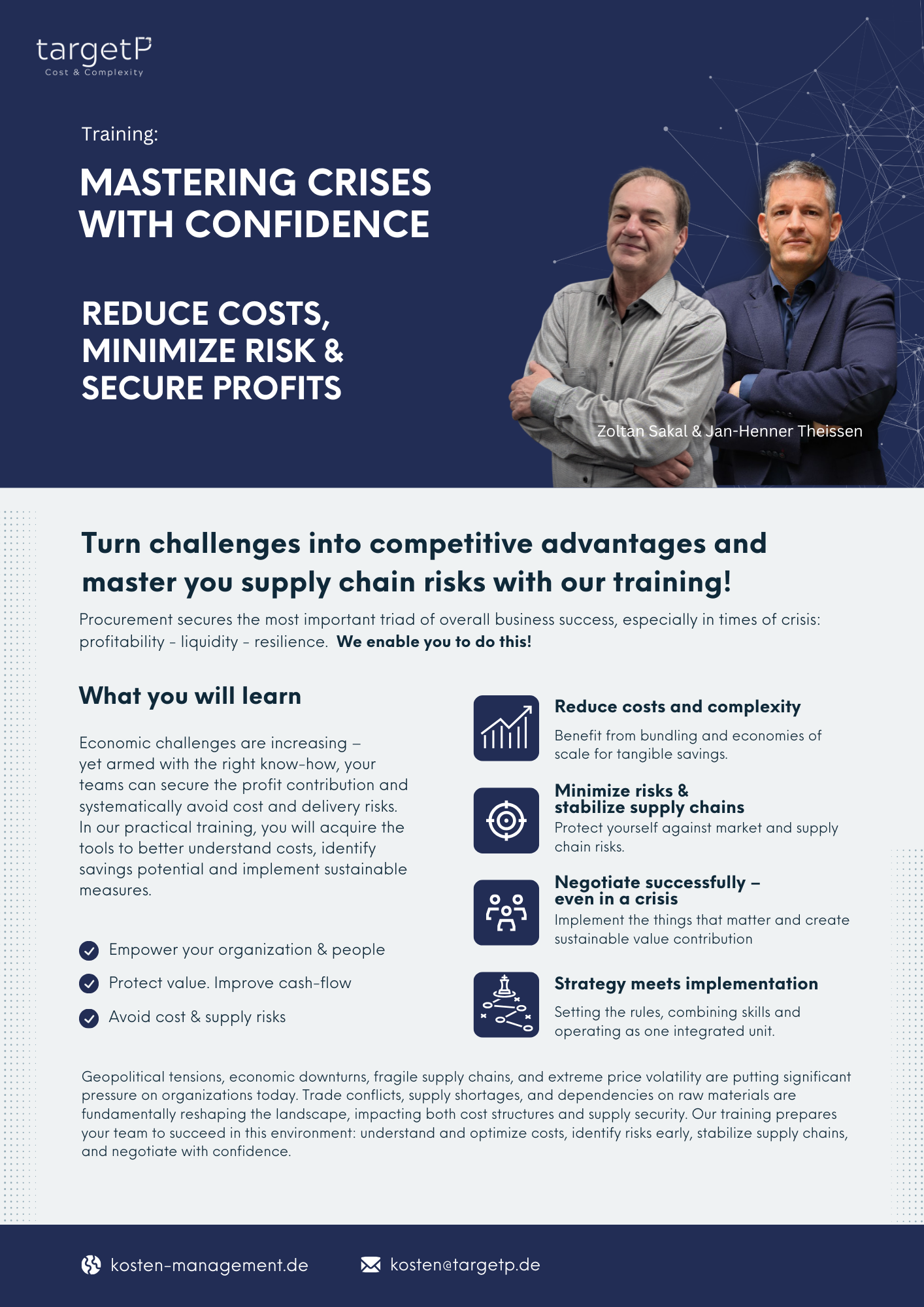 Kostenmanagement, Kostenanalyse Risikomanagement Training