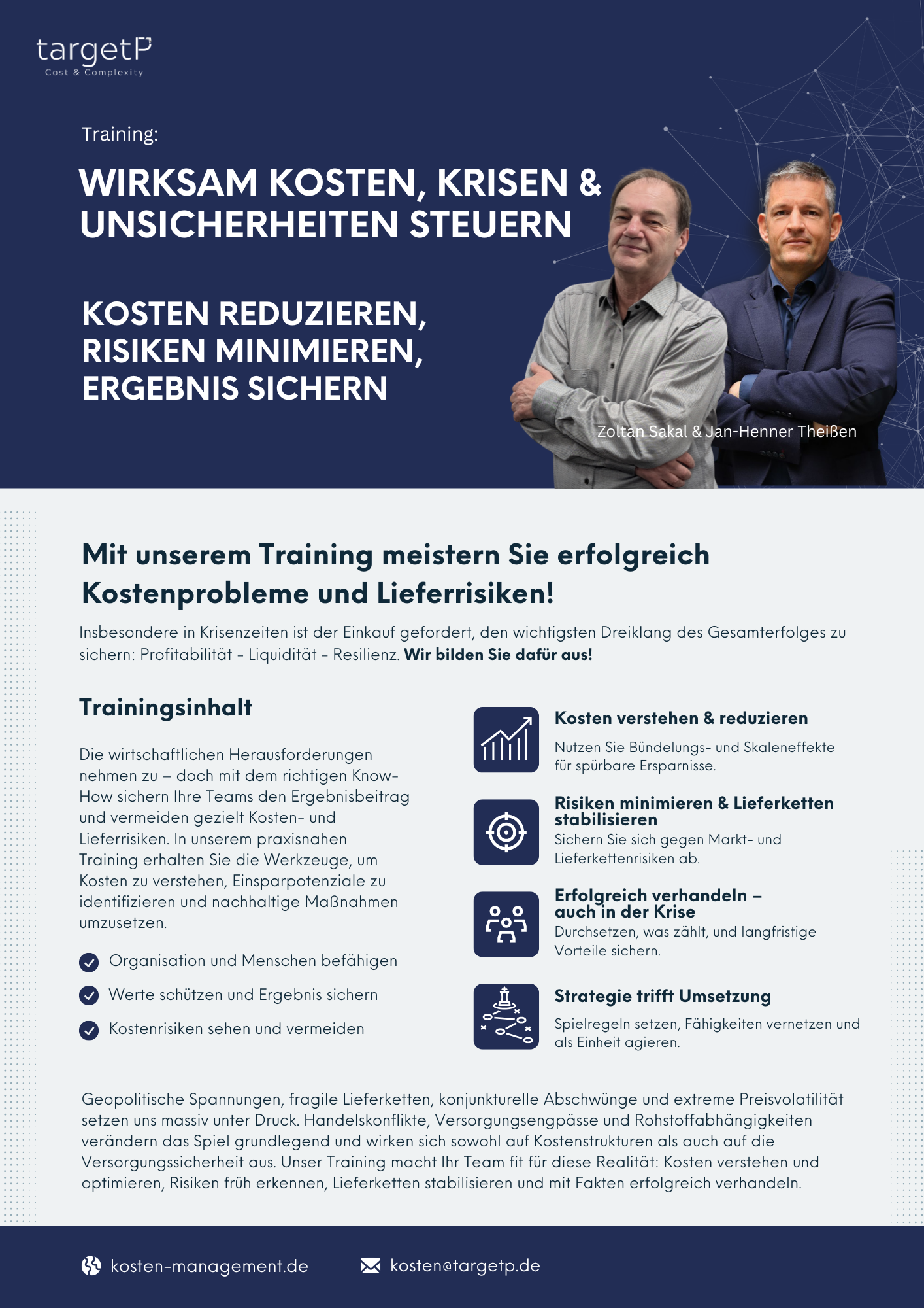 Kostenmanagement, Kostenanalyse Risikomanagement Training